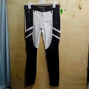 Express Black/White Stella Low Rise Leather Moto Skinny Jeans new